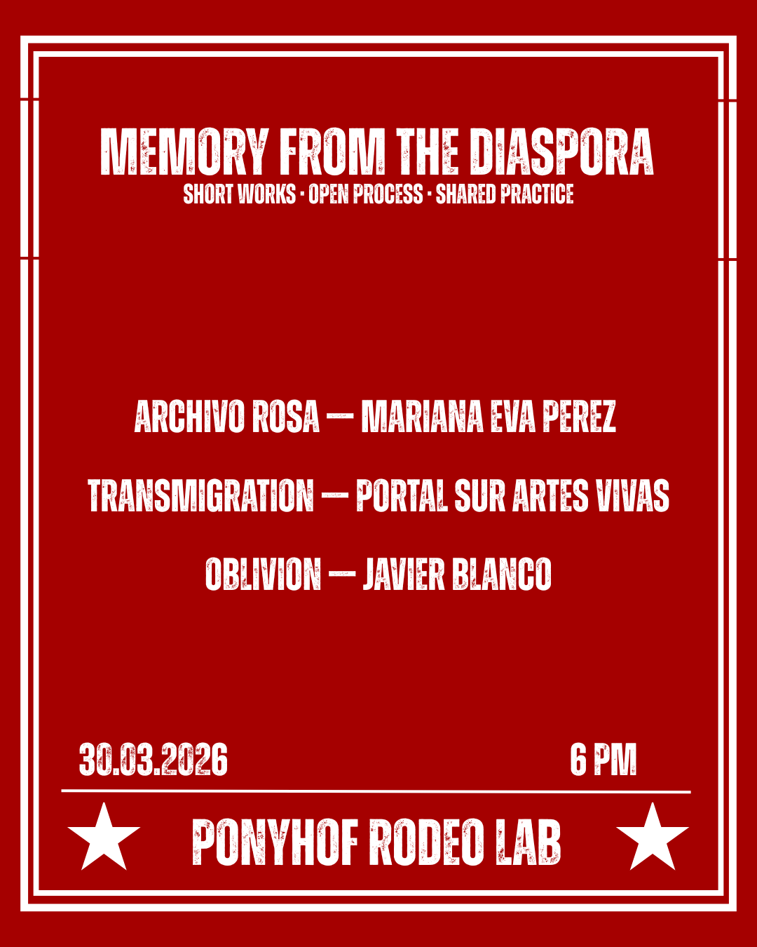 Rodeo Sessions Ponyhof Rodeo Lab Berlin performance event Memory from the Diaspora March 30 2026